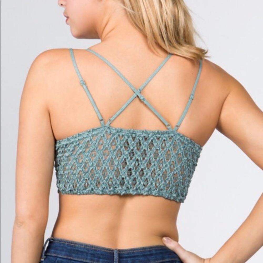 SOLD OUT CLEARANCE Dusty Coral Crochet Lace Scalloped Bralette - Picture 3 of 3